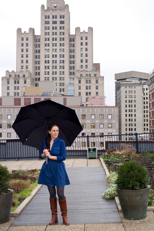 Joanna Levitt, Director of Commercial Leasing for Cornish Associates, on the rooftop of the Peerless Lofts, one of the company's residential projects